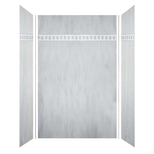 Samuel Müeller SMLWKD603696-190-DW Luxura 60-In X 36-In X 96-In Shower Wall Kit With Diamond White Deco Strip, Bellagio