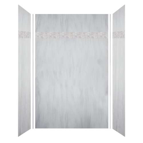 Luxura 60-in X 36-in X 96-in Shower Wall Kit with Hexagon Off-White Deco Strip, Bellagio