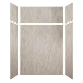 Samuel Müeller SMLWKX60367224-185 Luxura 60-in x 36-in x 72/24-in Glue to Wall 6-Piece Transition Shower Wall Kit, Creme Brulee