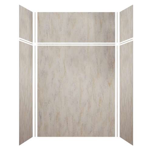 Samuel Müeller SMLWKX60367224-185 Luxura 60-In X 36-In X 72/24-In Glue To Wall 6-Piece Transition Shower Wall Kit, Creme Brulee