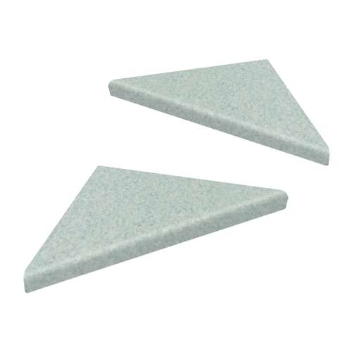 Samuel Mueller 9" Solid Surface Corner Shelves Pair with Brackets, Grey Stone