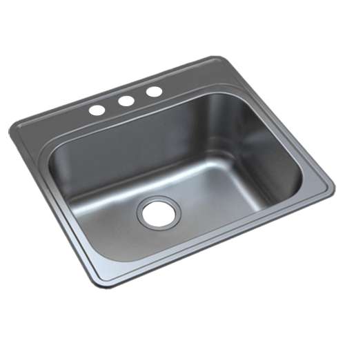 Samuel Müeller K-SMMTSB252212-3 Meridiana 25-In X 22-In X 12-In 16 Gauge Extra Deep Single Bowl Drop-In Stainless Steel Kitchen/Laundry Sink Kit With 3 Faucet Holes, Bottom Sink Grid, Flip-Top Sink Strainer, And Sink Drain Installation Kit