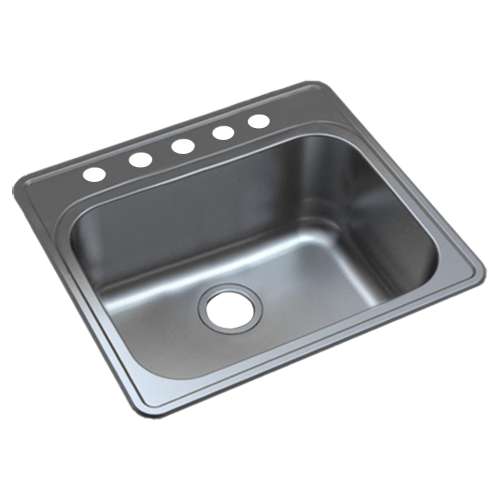 Samuel Müeller K-SMMTSB252212-5 Meridiana 25-In X 22-In X 12-In 16 Gauge Extra Deep Single Bowl Drop-In Stainless Steel Kitchen/Laundry Sink Kit With 5 Faucet Holes, Bottom Sink Grid, Flip-Top Sink Strainer, And Sink Drain Installation Kit