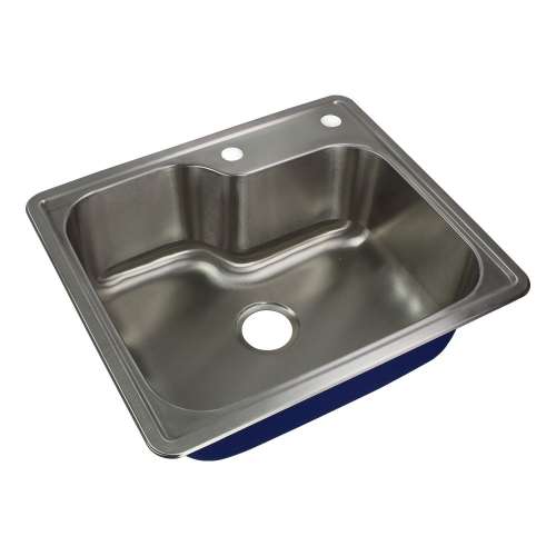 Samuel Müeller SMMTSO25229-MR2-8 Meridiana 25-In X 22-In X 9-In 16 Gauge Offset Single Bowl Drop-In Stainless Steel Kitchen Sink With MR2 Faucet Holes