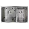 Samuel Müeller SMDUDOT321910-14 Diamante 32-in x 19-in x 10-in 14 Gauge 60/40 Double Tapered Bowls Undermount Stainless Steel Kitchen Sink With Bottom Sink Grids, Flip-Top Sink Strainer, And Flip-Top Disposer Strainer
