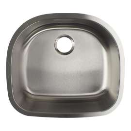 SMMUSB24219 Meridiana 24-in x 21-in x 9-in 16 Gauge D-Shape Single Bowl Undermount Stainless Steel Kitchen Sink