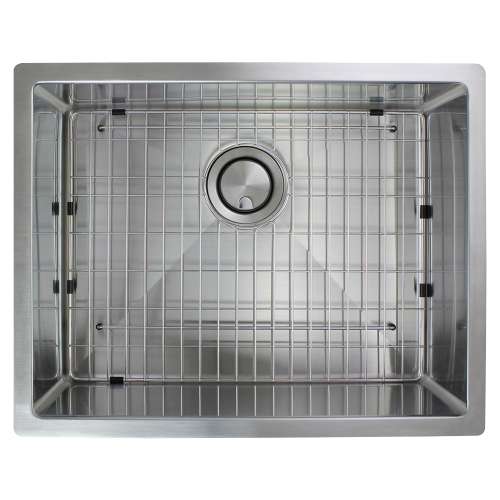 Samuel Müeller SMDUSBT241910-16 Diamante 24-in x 19-in x 10-in 16 Gauge Single Tapered Bowl Undermount Stainless Steel Kitchen Sink With Bottom Sink Grid And Flip-Top Sink Strainer