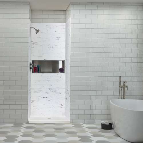 Samuel Müeller SMMWK363672-47 Monterey 36-in x 36-in x 72-in Glue to Wall 3-Piece Shower Wall Kit, Carrara (4-in x 8-in Subway Tile Pattern)