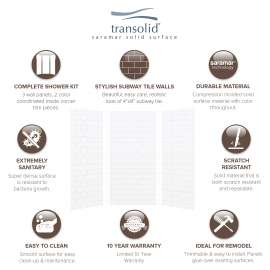 Monterey 36-In X 36-In X 72-In Glue to Wall 3-Piece Shower Wall Kit - In Multiple Colors - SMMWK363672-M