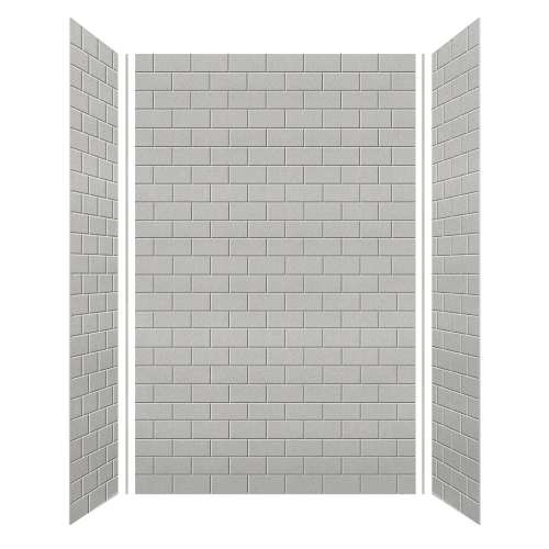 Monterey 60-in x 48-in x 96-in Glue to Wall 3-Piece Shower Wall Kit, Grey Stone/Tile
