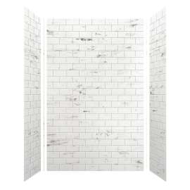 Samuel Müeller SMMWK604896-47 Monterey 60-in x 48-in x 96-in Glue to Wall 3-Piece Shower Wall Kit, Carrara (4-in x 8-in Subway Tile Pattern)