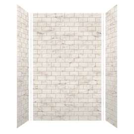 Samuel Müeller SMMWK604896-48 Monterey 60-in x 48-in x 96-in Glue to Wall 3-Piece Shower Wall Kit, Butterscotch (4-in x 8-in Subway Tile Pattern)