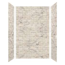 Samuel Müeller SMMWK604896-49 Monterey 60-in x 48-in x 96-in Glue to Wall 3-Piece Shower Wall Kit, Creme (4-in x 8-in Subway Tile Pattern)