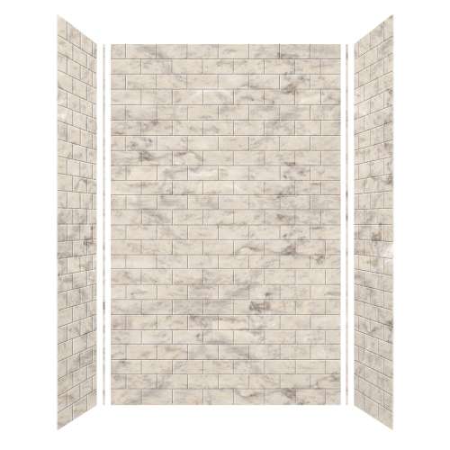 Monterey 60-in x 48-in x 96-in Glue to Wall 3-Piece Shower Wall Kit, Creme/Tile