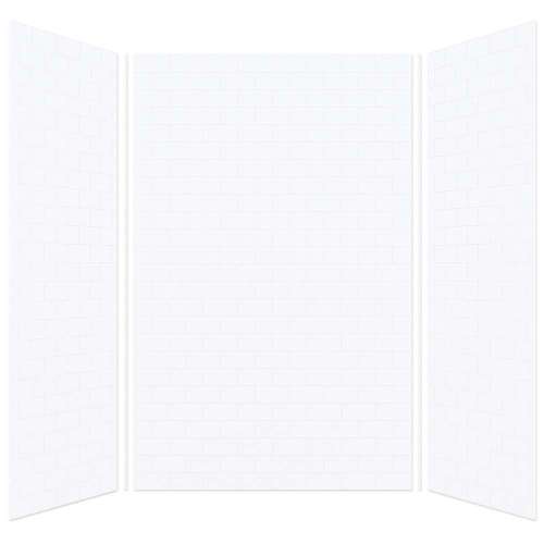 Monterey 60-in x 60-in x 96-in Glue to Wall 3-Piece Shower Wall Kit, White/Tile