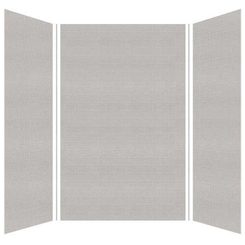 Monterey 60-in x 60-in x 96-in Glue to Wall 3-Piece Shower Wall Kit, Grey Stone/Tile