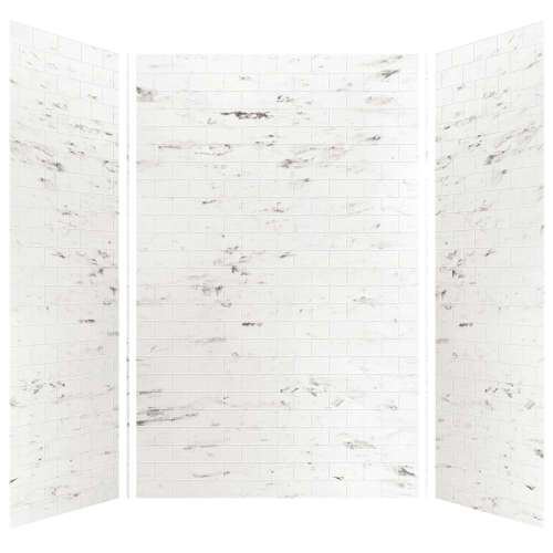Monterey 60-in x 60-in x 96-in Glue to Wall 3-Piece Shower Wall Kit, Carrara/Tile