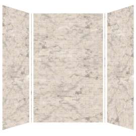 Samuel Müeller SMMWK606096-49 Monterey 60-in x 60-in x 96-in Glue to Wall 3-Piece Shower Wall Kit, Creme (4-in x 8-in Subway Tile Pattern)