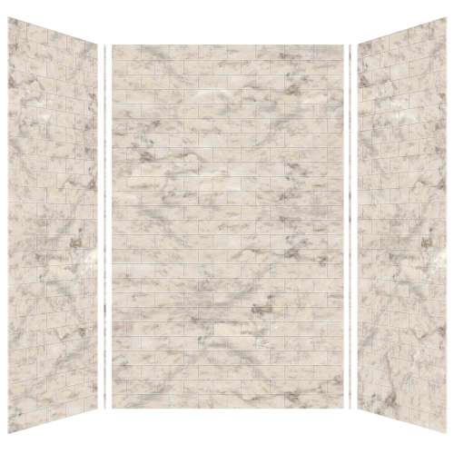 Samuel Mueller Monterey 60-in x 60-in x 96-in Glue to Wall 3-Piece Shower Wall Kit, Creme/Tile