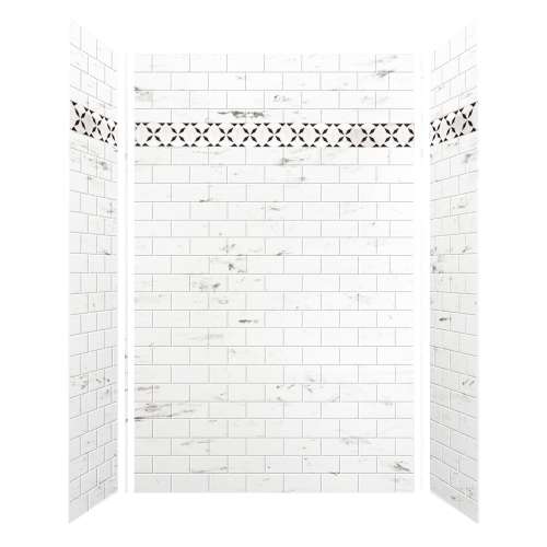 Samuel Mueller Monterey 60-in X 36-in X 96-in Shower Wall Kit with Flower White Deco Strip, White/Tile
