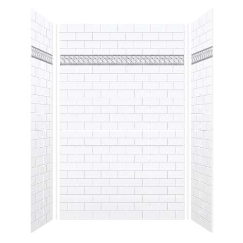 Monterey 60-in X 36-in X 96-in Shower Wall Kit with Weaver Grey Deco Strip, White/Tile