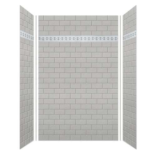 Monterey 60-in X 36-in X 96-in Shower Wall Kit with Diamond White Deco Strip, Grey Stone/Tile