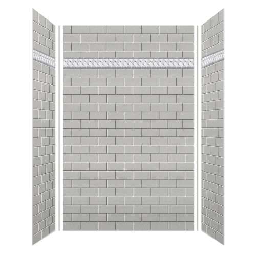 Monterey 60-in X 36-in X 96-in Shower Wall Kit with Weaver Grey Deco Strip, Grey Stone/Tile
