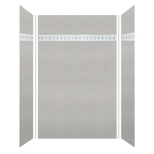 Samuel Mueller Monterey 60-in X 36-in X 96-in Shower Wall Kit with Diamond White Deco Strip, Grey Stone/Velvet
