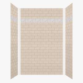SMMWKD603696-28-HO Monterey 60-in x 36-in x 96-in Shower Wall Kit With Hexagon Off-White Deco Strip, Butternut (4-in x 8-in Subway Tile Pattern)