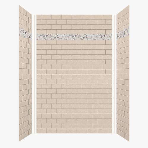Monterey 60-in X 36-in X 96-in Shower Wall Kit with Pebble Creme Deco Strip, Butternut/Tile