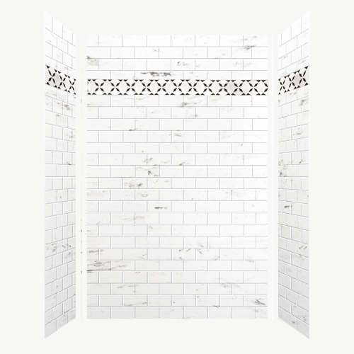 Samuel Mueller Monterey 60-in X 36-in X 96-in Shower Wall Kit with Flower White Deco Strip, Carrara/Tile