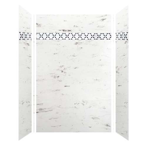 Monterey 60-in X 36-in X 96-in Shower Wall Kit with Flower White Deco Strip, Carrara/Velvet