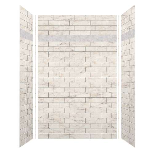 Samuel Mueller Monterey 60-in X 36-in X 96-in Shower Wall Kit with Hexagon Off-White Deco Strip, Butterscotch/Tile