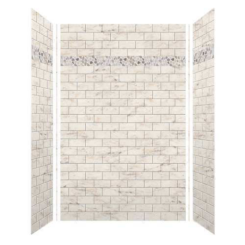 Samuel Mueller Monterey 60-in X 36-in X 96-in Shower Wall Kit with Pebble Creme Deco Strip, Butterscotch/Tile