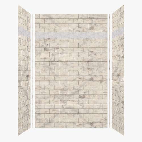 Samuel Mueller Monterey 60-in X 36-in X 96-in Shower Wall Kit with Hexagon Off-White Deco Strip, Creme/Tile
