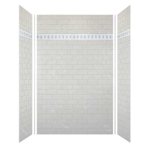 Monterey 60-in X 36-in X 96-in Shower Wall Kit with Diamond White Deco Strip, Moonstone/Tile