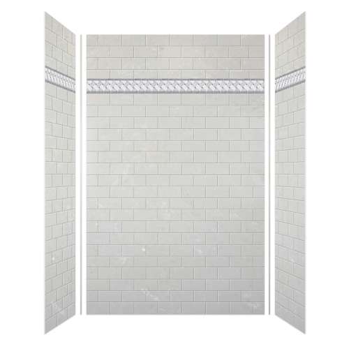 Monterey 60-in X 36-in X 96-in Shower Wall Kit with Weaver Grey Deco Strip, Moonstone/Tile