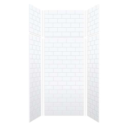 Samuel Mueller Monterey 36-in x 36-in x 72/24-in Glue to Wall 6-Piece Transition Shower Wall Kit, White/Tile