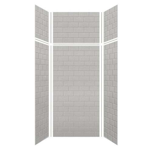 Samuel Mueller Monterey 36-in x 36-in x 72/24-in Glue to Wall 6-Piece Transition Shower Wall Kit, Grey Stone/Tile