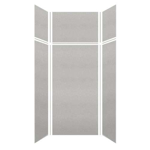 Monterey 36-in x 36-in x 72/24-in Glue to Wall 6-Piece Transition Shower Wall Kit, Grey Stone/Velvet