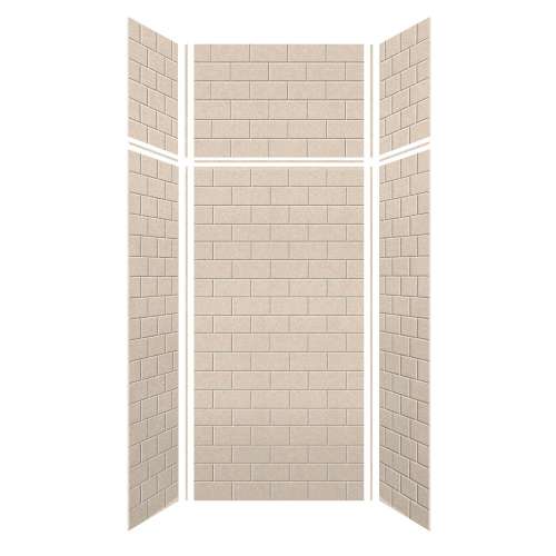 Monterey 36-in x 36-in x 72/24-in Glue to Wall 6-Piece Transition Shower Wall Kit, Butternut/Tile