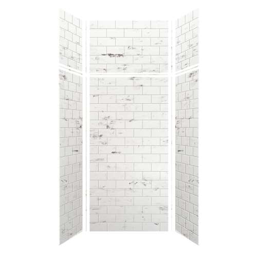Samuel Mueller Monterey 36-in x 36-in x 72/24-in Glue to Wall 6-Piece Transition Shower Wall Kit, Carrara/Tile