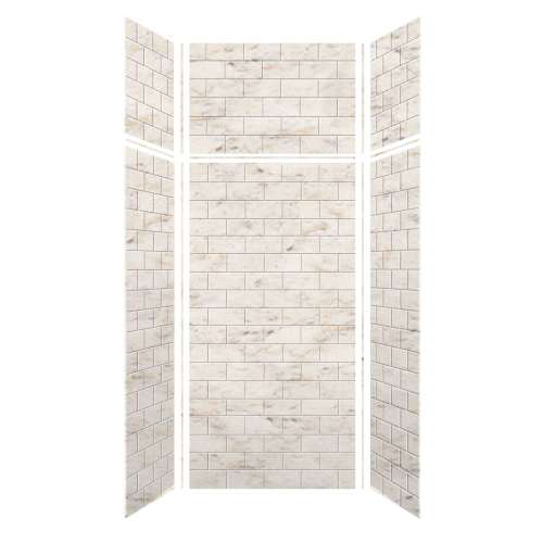 Monterey 36-in x 36-in x 72/24-in Glue to Wall 6-Piece Transition Shower Wall Kit, Butterscotch/Tile
