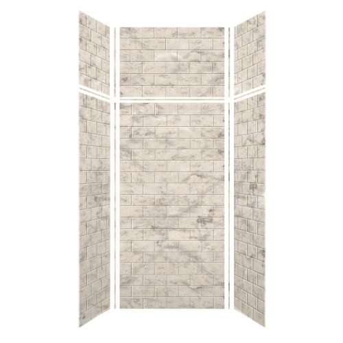 Samuel Mueller Monterey 36-in x 36-in x 72/24-in Glue to Wall 6-Piece Transition Shower Wall Kit, Creme/Tile