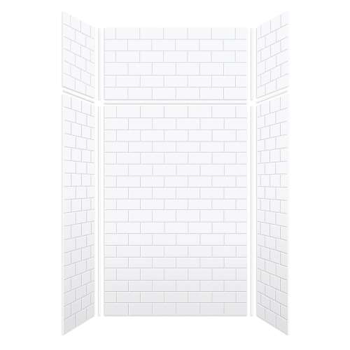 Samuel Mueller Monterey 48-in x 36-in x 72/24-in Glue to Wall 6-Piece Transition Shower Wall Kit, White/Tile