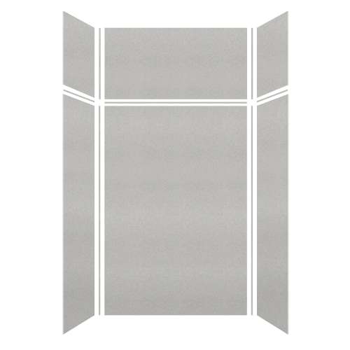 Monterey 48-in x 36-in x 72/24-in Glue to Wall 6-Piece Transition Shower Wall Kit, Grey Stone/Velvet