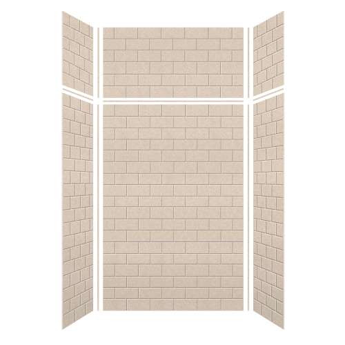 Monterey 48-in x 36-in x 72/24-in Glue to Wall 6-Piece Transition Shower Wall Kit, Butternut/Tile