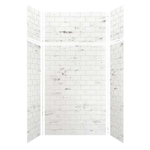 Monterey 48-in x 36-in x 72/24-in Glue to Wall 6-Piece Transition Shower Wall Kit, Carrara/Tile
