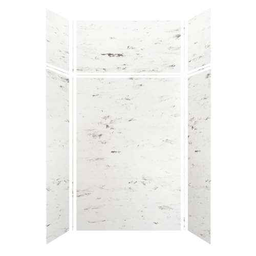 Monterey 48-in x 36-in x 72/24-in Glue to Wall 6-Piece Transition Shower Wall Kit, Carrara/Velvet