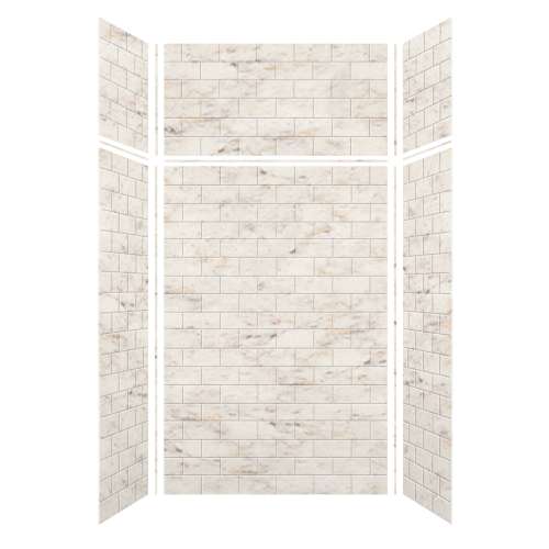 Monterey 48-in x 36-in x 72/24-in Glue to Wall 6-Piece Transition Shower Wall Kit, Butterscotch/Tile